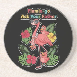 Lustiger Flamingo-Mama Frag Deinen Vater Retro-Tro Getränkeuntersetzer