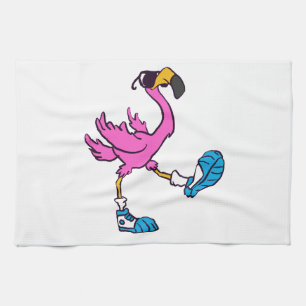Lustiger Flamingo mit Sonnenbrille Rückseitenfar Geschirrtuch