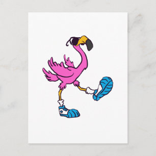 Lustiger Flamingo mit Sonnenbrille Rückseitenfar Postkarte