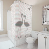Lustiger Flamingo Schatten Rosa Streifen Duschvorhang (Beispiel)