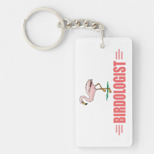 Lustiger Flamingo-Vogelbeobachtung Schlüsselanhänger