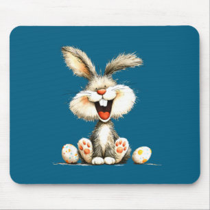 Lustiger flauschiger Hase mit wildem Fell, niedlic Mousepad