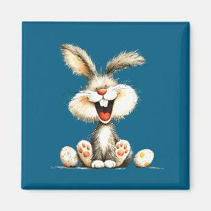 Lustiger flauschiger Hase mit wildem Fell, süße Ka Magnet