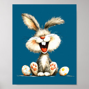 Lustiger flauschiger Hase mit wildem Fell, süße Ka Poster