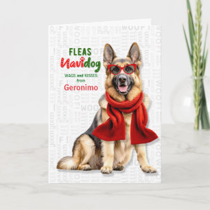 Lustiger Floh NaviDOG Deutscher Schäferhund Feiertagskarte