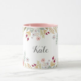 Lustiger floraler Personalisierter Name Zwei-Tone- Tasse