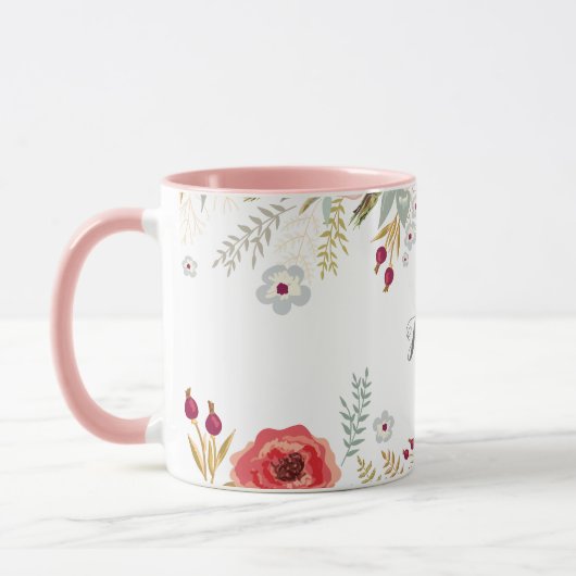 Lustiger floraler Personalisierter Name Zwei-Tone- Tasse (Links)
