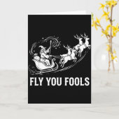 Lustiger Flug Ihr Narren Weihnachtsmann Schlitten  Karte (Gelbe Blume)