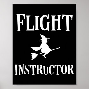 Lustiger Fluglehrer Hexe Lustiges Halloween Poster