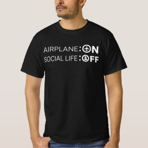 Lustiger Flugzeugmodus AN Soziales Leben AUS T-Shirt