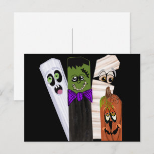 Lustiger Frankenstein Geist Kürbis Unsichtbarer Ma Postkarte
