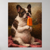Lustiger Französische Bulldogge Eis am Stiel Wandk Poster (Vorne)