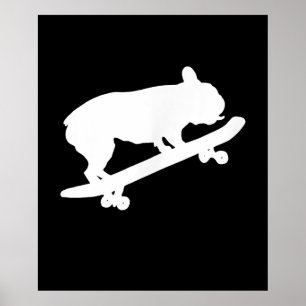 Lustiger französischer Bulldogge auf Skateboard-Ge Poster