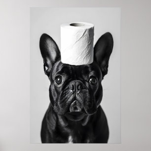 Lustiger Französischer Bulldogge Badezimmer Druck, Poster