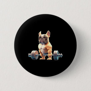 Lustiger französischer Bulldogge Bodybuilding Gym Button