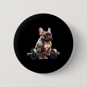 Lustiger französischer Bulldogge Bodybuilding Gym  Button