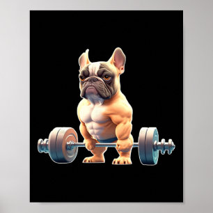 Lustiger französischer Bulldogge Bodybuilding Gym  Poster