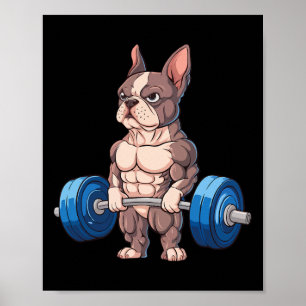 Lustiger Französischer Bulldogge Gewichtheben Body Poster