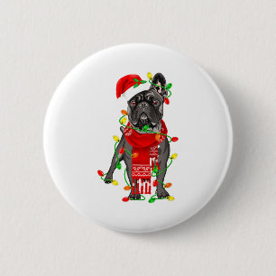Lustiger französischer Bulldogge Hund Baum Weihnac Button