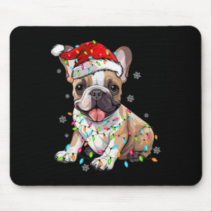 Lustiger Französischer Bulldogge Hund Baum Weihnac Mousepad