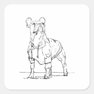 Lustiger Französischer Bulldogge – Ich denke an D Quadratischer Aufkleber
