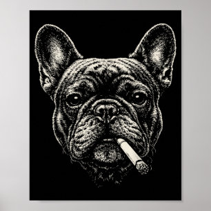 Lustiger französischer Bulldogge-Meme: Hund raucht Poster