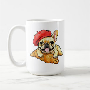 Lustiger Französischer Bulldogge mit Croissant-Ber Kaffeetasse
