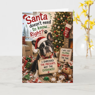 Lustiger Französischer Bulldogge Weihnachten Santa Karte