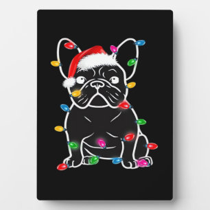 Lustiger französischer Bulldoggen-Hund-Baum-Weihna Fotoplatte