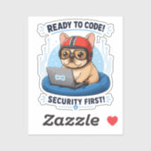 Lustiger französischer Coder Cybersecurity Hund Au Aufkleber (Blatt)
