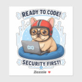 Lustiger französischer Coder Cybersecurity Hund Au Aufkleber (Blatt)