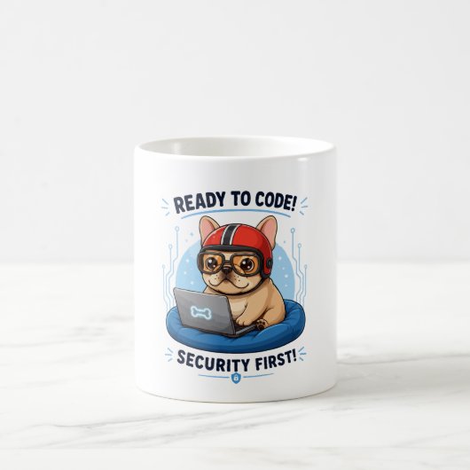 Lustiger französischer Coder Cybersecurity Hund Au Kaffeetasse (Mittel)