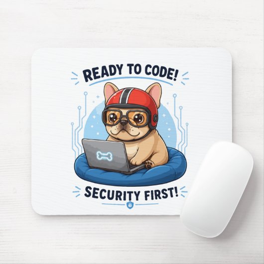 Lustiger französischer Coder Cybersecurity Hund Au Mousepad (Mit Mouse)