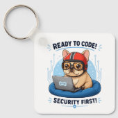 Lustiger französischer Coder Cybersecurity Hund Au Schlüsselanhänger (Vorderseite)