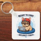 Lustiger französischer Coder Cybersecurity Hund Au Schlüsselanhänger (Vorderseite)