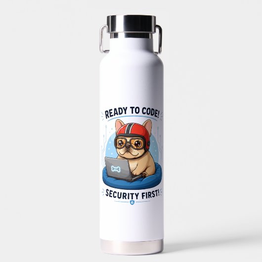 Lustiger französischer Coder Cybersecurity Hund Au Trinkflasche (Vorne)