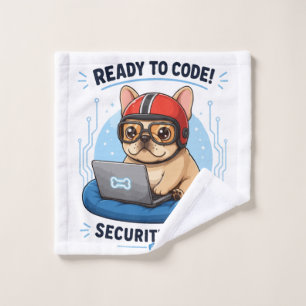 Lustiger französischer Coder Cybersecurity Hund Au Waschlappen