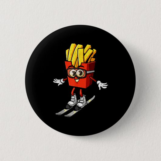 Lustiger französischer Frites-Ski Kartoffel Pommes Button (Vorderseite)