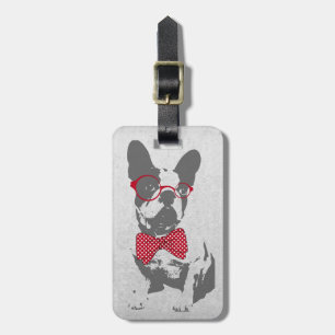 Lustiger französischer Vintage-Bulldogge Gepäckanhänger