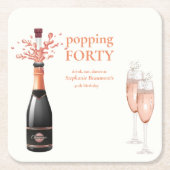 Lustiger Frauen Champagner-Korken 40. Geburtstag Rechteckiger Pappuntersetzer (Vorderseite)