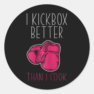 Lustiger Frauen-Kickboxer - Ich liebe Kickboxen  Runder Aufkleber