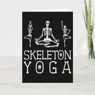 Lustiger Frauen-Skelett-Yoga, Halloween V-Ausschni Karte