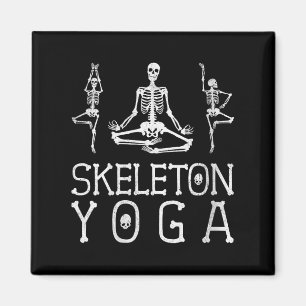 Lustiger Frauenskelett-Yoga, Halloween V-Ausschnit Magnet
