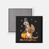 Lustiger Frettchen Truthahn Kürbis Thanksgiving Ge Magnet (Vorderseite/Rückseite)