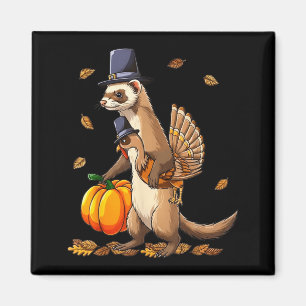 Lustiger Frettchen Truthahn Kürbis Thanksgiving Ge Magnet