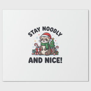 Lustiger Frettchen-Weihnachten Bleib Noodly Und Ne Geschenkpapier