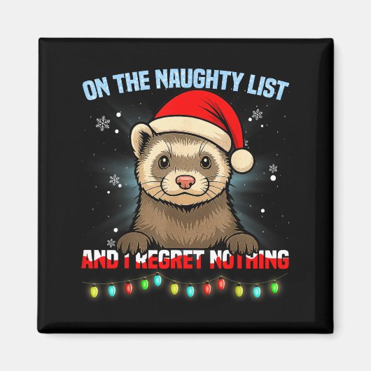 Lustiger Frettchen-Weihnachtsmann-Hut Xmas Männer Magnet (Vorne)
