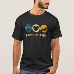 Lustiger Frieden Liebe Sibirischer Husky Hund Welp T-Shirt