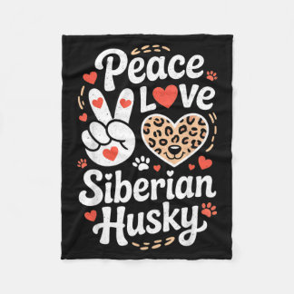 Lustiger Frieden Liebe Sibirischer Husky Hunde Lie Fleecedecke