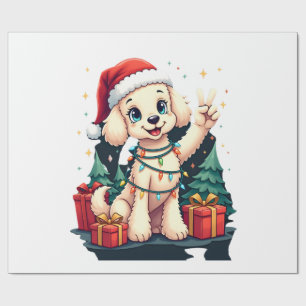 Lustiger Friedenshand-Pudel-Weihnachtsbeleuchtung Geschenkpapier